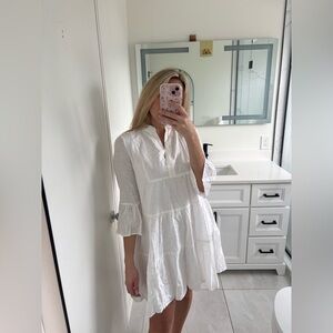 Vince Camuto Cotton Linen Blend White Dress